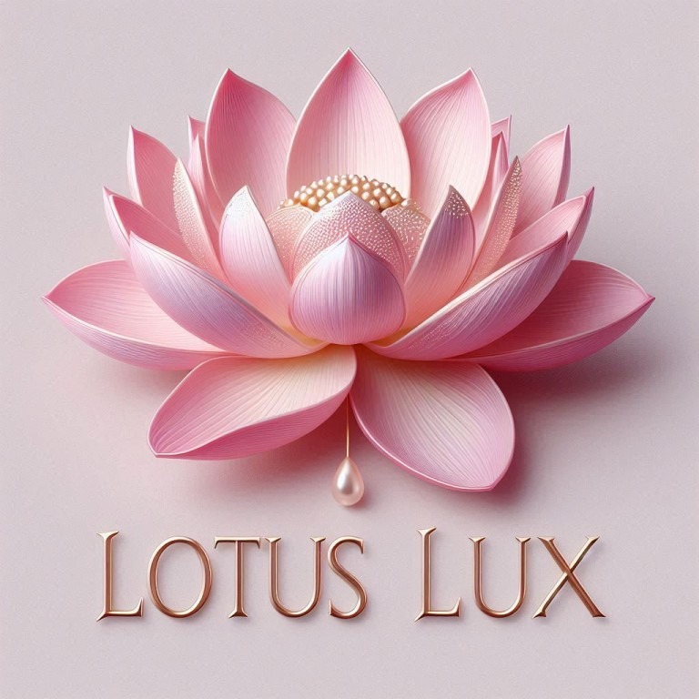 Das Logo „LOTUS LUX“ vereint ein einzigartiges Logodesign mit einer zarten Lotusblüte, einer edlen Perle und eleganter Typografie – perfekt für Unternehmen, die ein hochwertiges Logo erstellen möchten.